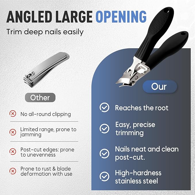 Wide Jaw Opening Anti-Splash Slanted Nail Clipper, Fingernail and Toenail Clippers Clippers for Ingrown Nails, Curved Toenail Clippers for Thick Nails, Household Slanted Nail Clippers (Orange)