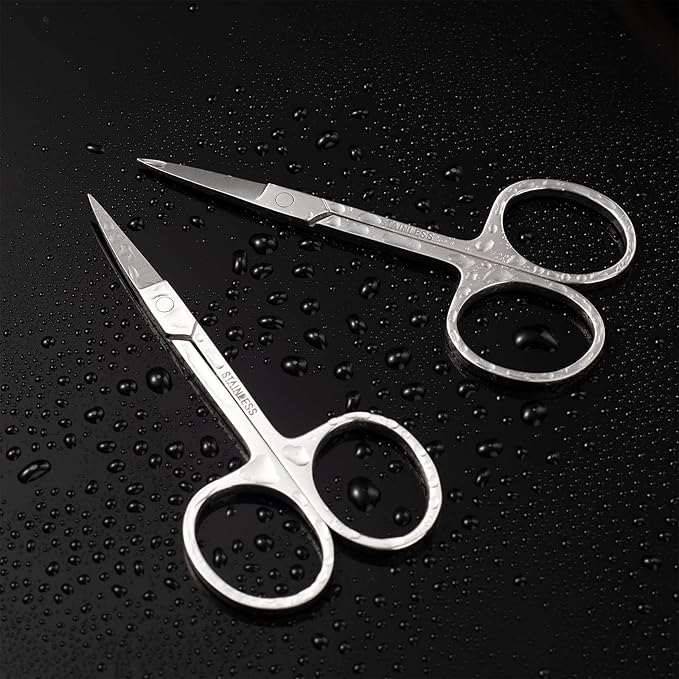 BEZOX Premium Nail Scissors 2PCS, Professional Curved and Stright Manicure Scissors - Multi-purpose Stainless Steel Beauty Grooming Scissor for Nail, Facial Hair, Eyebrow, Eyelash, Dry Skin