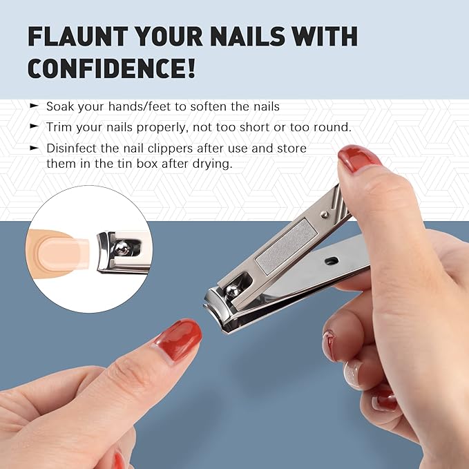 BEZOX Nail Clipper, 3PCS Set Fingernail Clippers – 2 Curved Blades and 1 Slant Cutting Edge Toenail Cutter Nail Trimmer