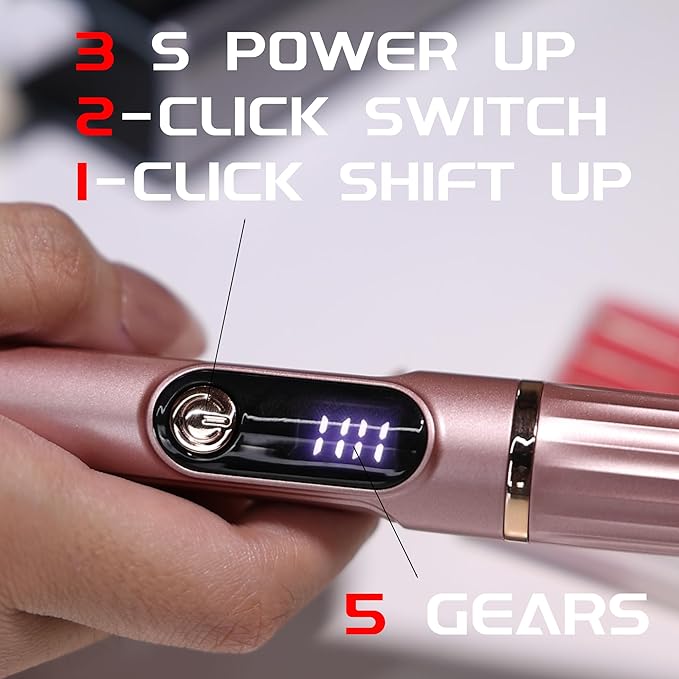 Cordless Electric Nail Drill 35000RPM Rechargeable Portable Nail File Kit for Acrylic & Gel Nails, Professional Manicure Pedicure Buffer Tool for Home & Salon (White)