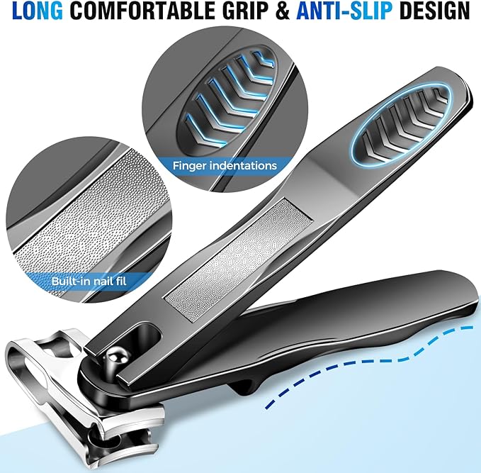 Stocking Stuffers for Men, Toenail Clippers for Seniors Thick Toenails, Large Toe Nail Clippers for Men with Wide Jaw & 360°Rotary Nail Clippers for Seniors, Christmas Xmas Presents Gifts for Adults