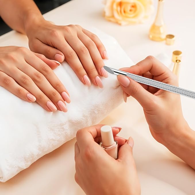 2 Pcs Nail Cleaning Cuticle Stick, Stainless Steel Cuticle Pusher Tool Nail Polish Remover Stick Polish Peeler Cutter for Fingernails Toenails Manicure