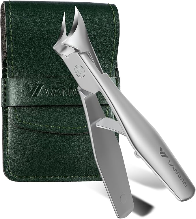 Ingrown Nail Clippers, Slant Curved Blade Nail Clippers for Men Thick Ingrown Toenails with 33mm Wide Jaw Opening, Heavy Duty Stainless Steel Toenail Clippers for Seniors Thick Toenails Silver