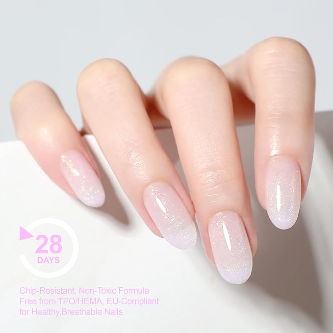Hema Free Builder Gel, For Strengthens Damaged Thin Nails, Hypoallergenic Shimmer Soak Off Builder Rubber Base Gel 10ml, LED & UV Lamp Needed