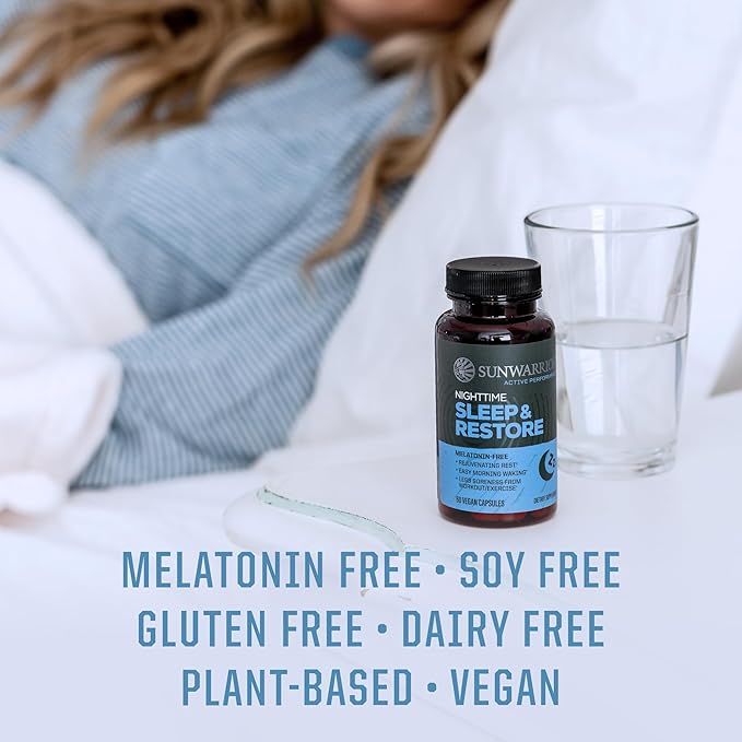 Sleep Support & Restore Capsules Melatonin-Free Sleep Aid for Deep Rest & Recovery Magnesium Chamomile Lemon Balm & Adaptogens for Relaxation Muscle Relief & Refreshing Mornings 60 Vegan Capsules