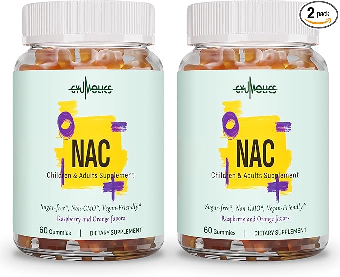 2Pcs NAC Supplement 1000mg for Adults & 500mg for Kids, N-Acetyl Cysteine Ethyl Ester Gummies, Antioxidant Support, Vegan, Non-GMO, Sugar-Free – 120 Gummies
