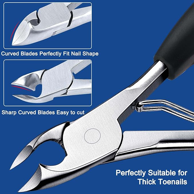 Toenail Clippers, Nail Clipper for Seniors Thick Toenails, Ingrown Heavy Duty Nail Clippers, Extra Large Professional Adult Toe Nail Clipper Sets with Long Handle