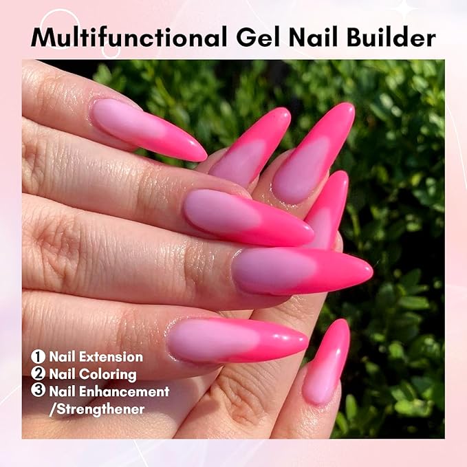 Makartt Poly Nail Gel-50ML Trendy Fondant Pink Color, Strong Builder for Extension Overlay Strengthener 3D Diy, Multifunctional, Long-lasting for Nails Manicures Home Salon