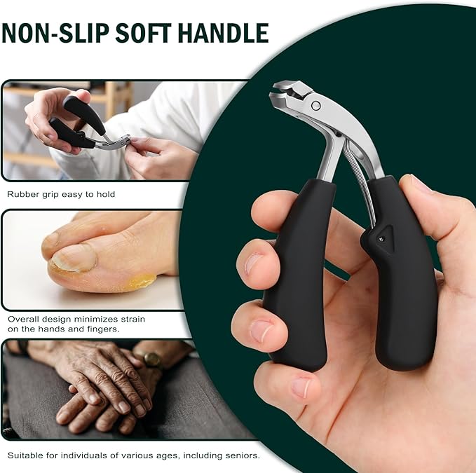 FVION Innovative Angled Head Toenail Clippers, Professional Ingrown Toe Nail Clippers for Thick Nails Seniors, Slanted Nail Clippers with Catcher, Pedicure Toenail Cutters Toenail Scissors