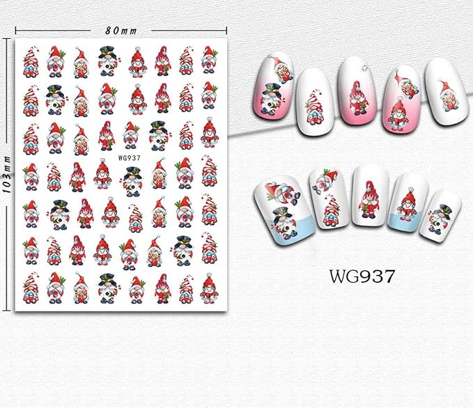8 Sheets Christmas Nail Art Stickers 3D White Snowflake Nail Decals Xmas Tree Snowman Reindeer Santa Claus Nail Stickers Holiday Winter Nail Design Christmas Nail Decoration for Women Girls