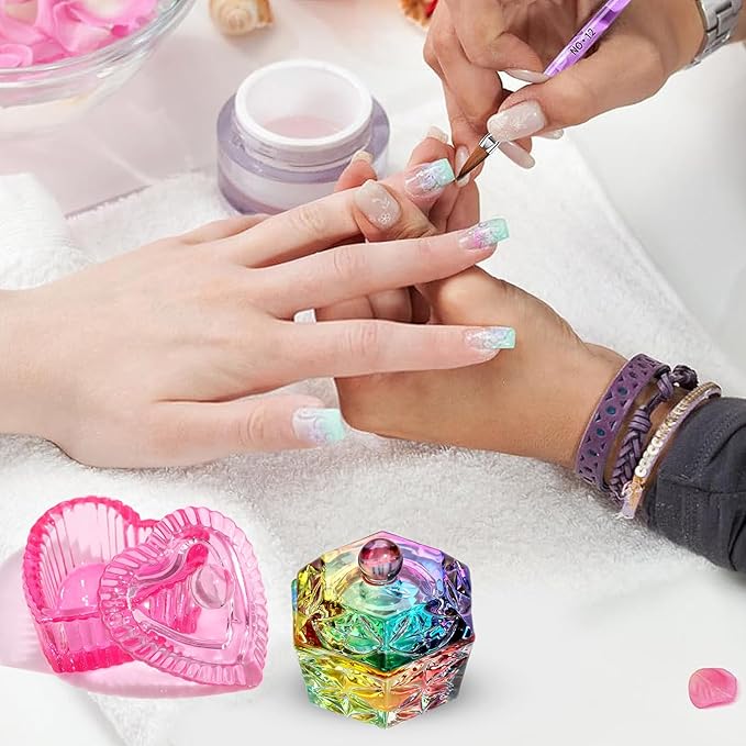 Nails Art Glass Acrylic Dappen Dish Crystal Bowl Liquids Crystal Cup Tool Dish