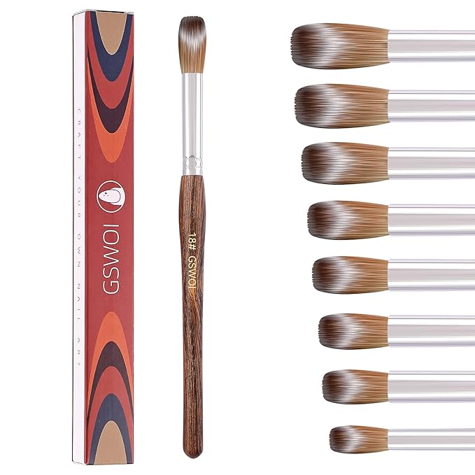 100% Kolinsky Acrylic Nail Brush,GSWOI Acrylic Brushes for Nails Size 18 Wood Handle Application Extension,Nail Tools for Professional Manicure Salon DIY at Home (#18)