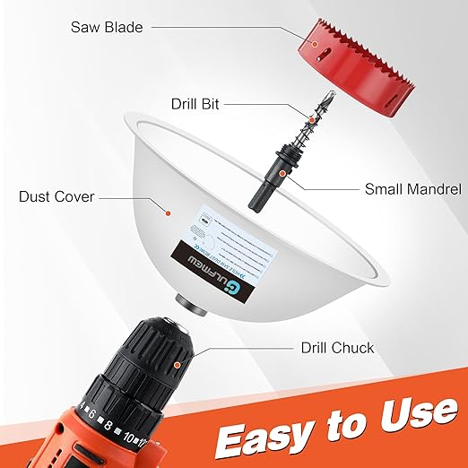 2 Pack Drill Dust Bowl & Hole Saw Dust Bowl for Drilling, Installing Recessed Lights and Works with All Hole Saws, Silicone Transparent Drill Sawdust Collector, Adds Bearings for Durability