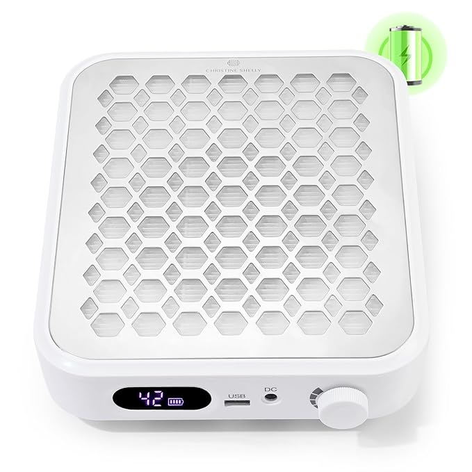 Nail Dust Collector, Rechargeable Dust Collector Nail Tech, Powerful Vacuum Fan Vent Dust Collector Extractor Dust Suction Machine for Acrylic Nails Polishing, Nail Salon&Home