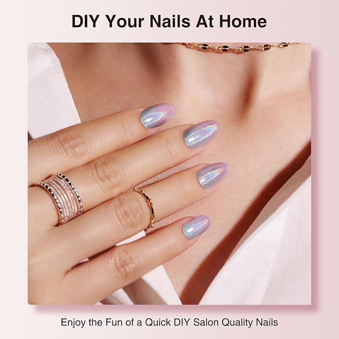 Semi Cured Gel Nail Strips - 30PCS Long-Lasting Nail Wraps, Salon-Quality Semi Cured Stickers, 2 Weeks Wear, Easy DIY Manicure - Indigo Twilight