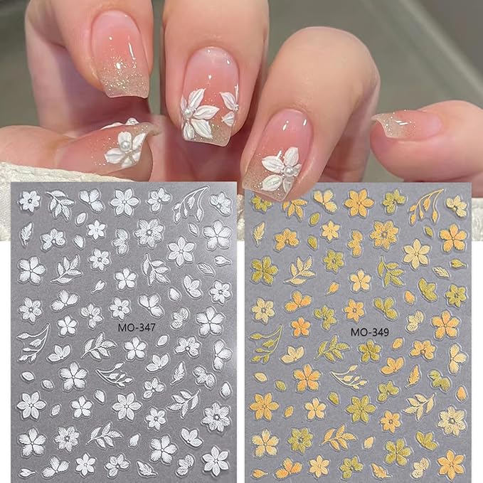 Self-Adhesive Colorful Flower Nail Art Stickers - 6 Sheets, Spring/Summer Designs, Acrylic Nail Decoration Charms