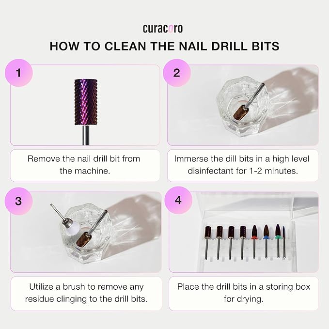 Curacoro Nail Drill Bits 3/32'' - L-Shaped Smooth Stop Barrel Carbide Bit (Medium) for Professional Finish, Refine & Smooth Acrylic or Gel Nails, Nail Art Pedicure Manicure Salon & Home