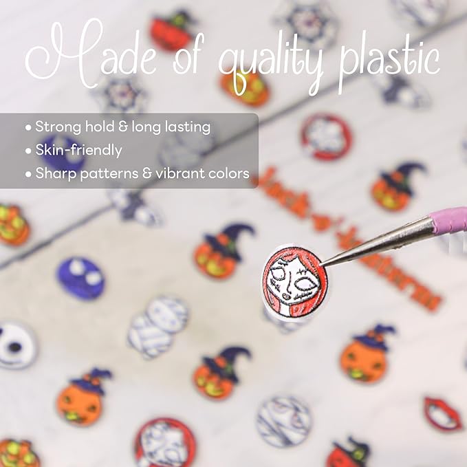 Halloween Nail Stickers for Nail Art - Cute Ghost Nail Art Sticker Halloween Pumpkin 5D Embossed Nail Decals Self-Adhesive Nails Supply Manicure Stickers for Nails Decoration