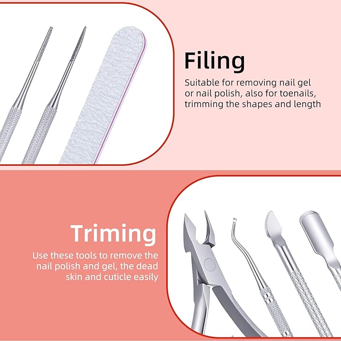10 Pcs Ingrown Toenail Tool Pedicure Tools for Feet Stainless Steel Ingrown Toenail Clippers Nail File and Lifters Thick and Hard Nails Pedicure Manicure Tools