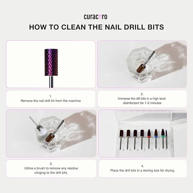 Curacoro Nail Drill Bits 3/32'' - Safe Smooth Stop Large Barrel Carbide Bit (Coarse), Fast Remove Acrylic or Gel Nails, Long-lasting Bits for Nail Beds, Nail Art Salon & Home