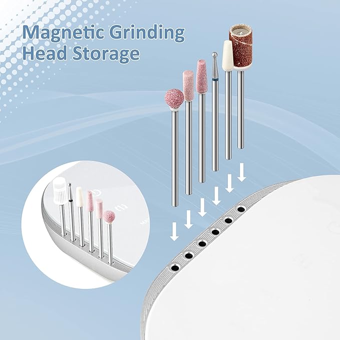 Madenia Professional Nail Drill Machine for Acrylic Nails, 35000RPM Compact Cute Electric Nail Drills with Touch Screen Efile Nail Drill E File Kit for Salon Home Manicure Pedicure Use, Blue