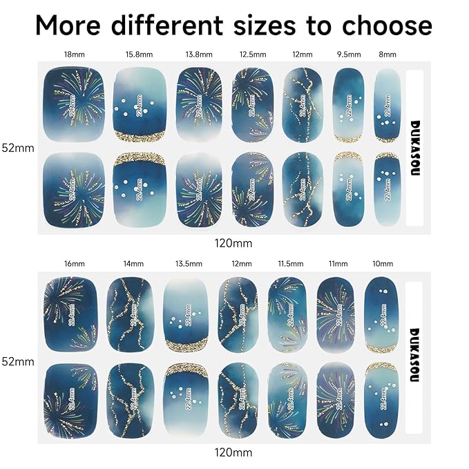 Semi Cured Gel Nail Strips, Stars Shine | 28 pcs Gel Nail Strips Work with Any UV Lamp, Salon Quality UV Nails Stickers, Easy to Apply for Home Nails DIY