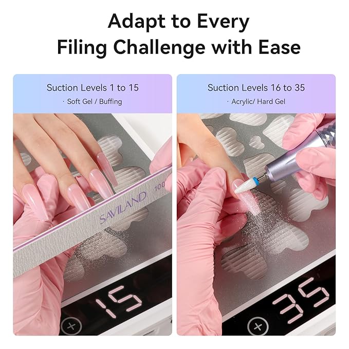 SAVILAND Advanced 4200 RPM Nail Dust Collector: Powerful Suction Nail Fan Dust Collector Touch Screen Display 35 Adjustable Speeds Reusable Filter Nail Collector Tech Must Haves Acrylic Tools & Salon