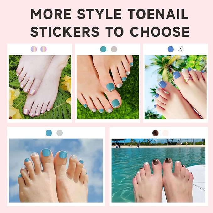 Semi Cured Gel Toe Nail Strips,26 Pcs Toe Nail Stickers Wraps for Holiday(caffee Brown),Gel Strips UV Light Required,Easy to Apply
