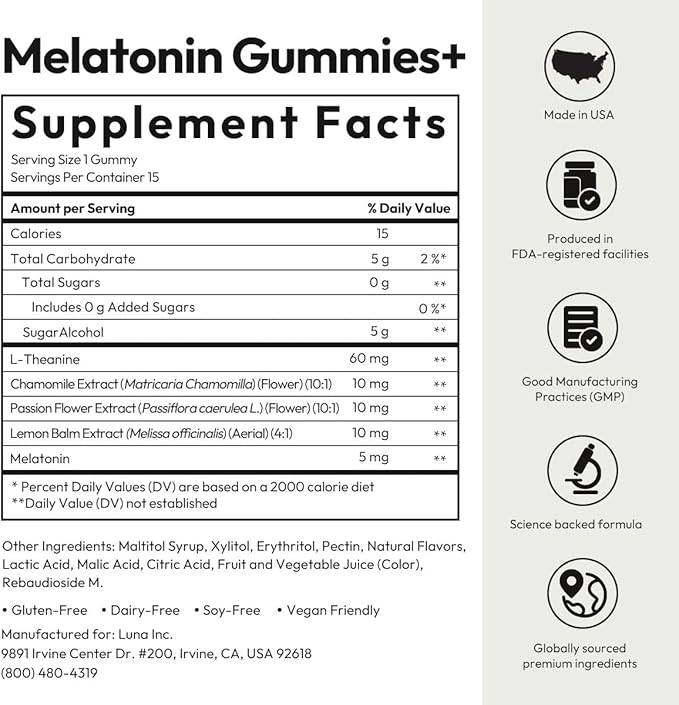 BIGVITA Melatonin Gummies+ | Natural Sleep Support with L-Theanine, Chamomile & Botanicals, Rest & Recharge