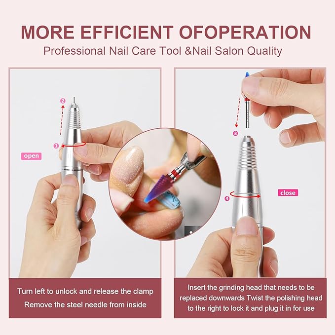 3/32" 2PCS Clean Umberllas Bits Fine Grit Carbide Cuticle Cleaner Bit for Electric Nail Drills – Professional Manicure Tool for Nail Salons and Home Use (F Grit. Purple)
