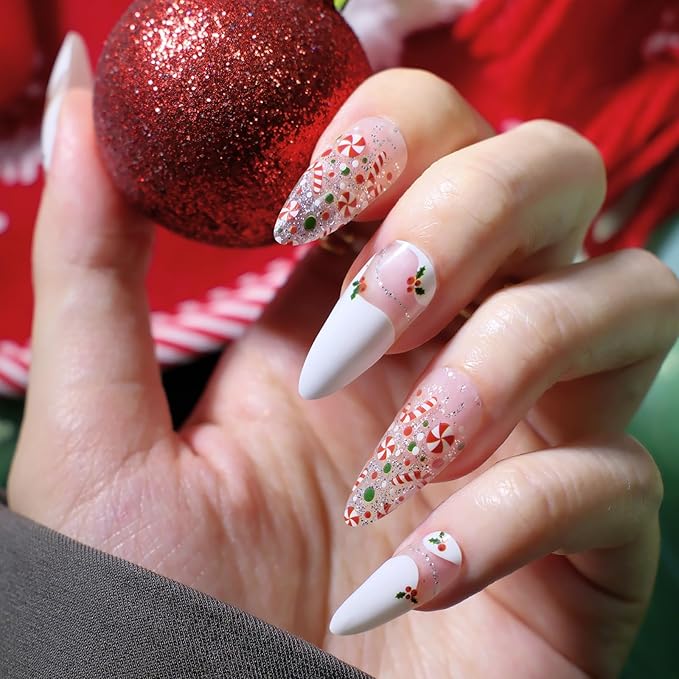Nail Polish Strips, 32PCS Salon Quality Wraps, Long Lasting Gel Nail Stickers for Women Easy Apply& Remove (Merry Christmas)