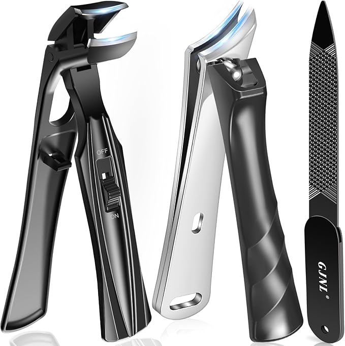 Toenail Clippers for Thick Toenails, Stocking Stuffers Gifts for Men, Heavy Duty Slanted Nail Clippers with Wide Jaw, Black