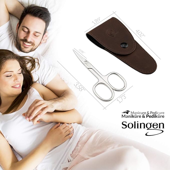 Solingen Nail Scissors Curved Blade – Precision German Steel for Fingernails & Toenails, Manicure & Pedicure, Extra Sharp with Stylish Storage Case