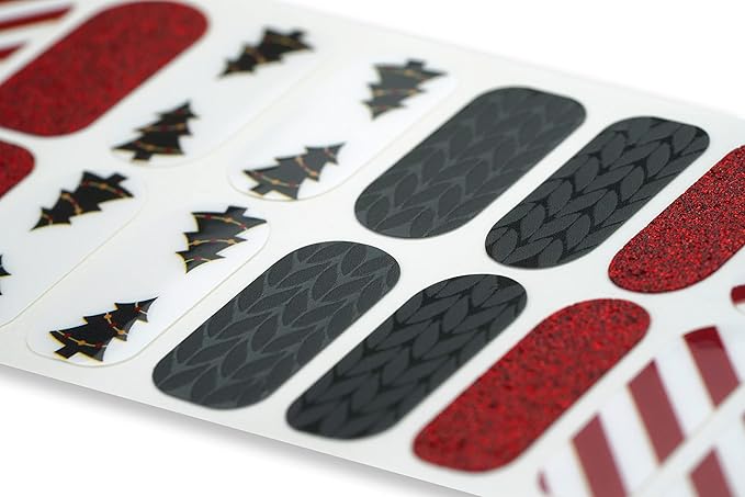 | 20 Exquisite Gel Nail Polish Strips w/Application Accessories - No UV/LED Lamp Required (Holiday | Classic Christmas)