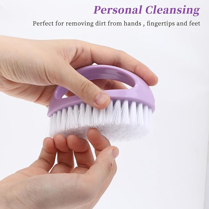 2 Pcs Nail Clean Brushes for Hand Finger Foot Toe Small Scrubber Cleaner with Handle for Cleaning Fingernails Nylon Firm Stiff Bristles Deep Clean Scrubber for Toes and Nails Men Women Kids
