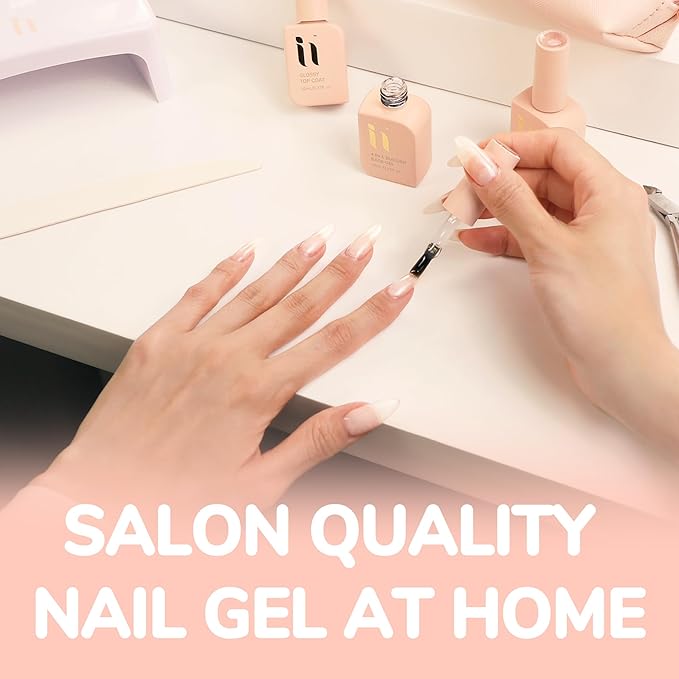 Hema Free Builder Base Gel, Soak Off Fall Winter Glitter Gel Nail Polish for Strengthening Nail Repair, LED UV Curing 10ml, Salon Shine Finish