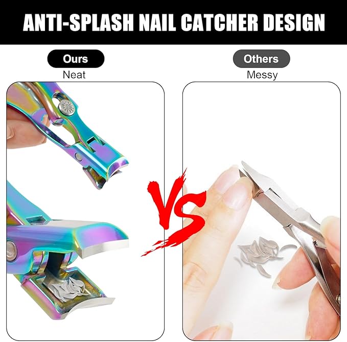 German Nail Clippers for Men, Ultra Sharp Heavy Duty Nail Clippers for Thick Nails with Wide Mouth, Portable Anti Splash Stainless Steel Finger Nail Clippers with Catcher for Women Seniors (Colorful)