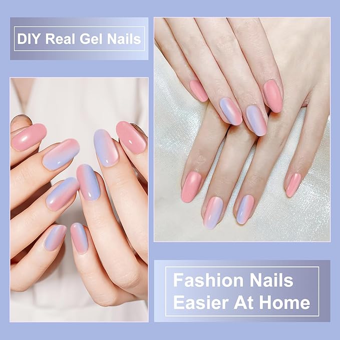 Semi Cured Gel Nail Strips,28 PCS Fall Nail Art Stickers (Falling Leaves),Gel Stickers for Nails UV Light,Nail Polish Strips Includes Prep Pads, Nail File & Wood Stick