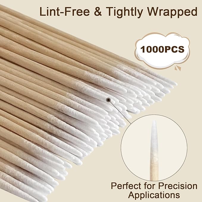 1000 Pcs Pointed Cotton Swabs for Nails, 4 Inch Microblading Cotton Swab for Makeup, Nail Polish Clean Up Tool, Lint Free Cotton Buds for Beauty, Precision Makeup and Craft Applicators (1000 pcs)