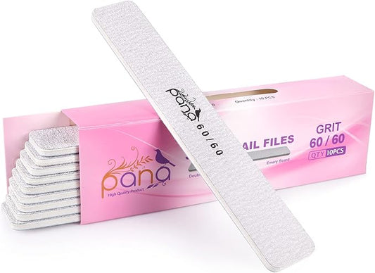 10PCS Jumbo Size PANA Professional Double Sided Nail Files - Zebra, 60/60 Grit - Emery Board Nail Buffering File Manicure Pedicure Nail Polisher Washable