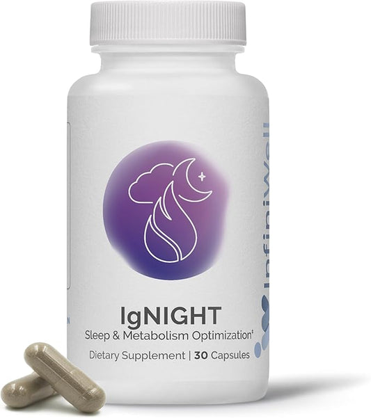 InfiniWell IgNIGHT - Valerian Root & Ashwagandha Sleep Aid with Grains of Paradise to Support Metabolic Health - Promote Healthy Metabolic Function While You Sleep - (30 Capsules)