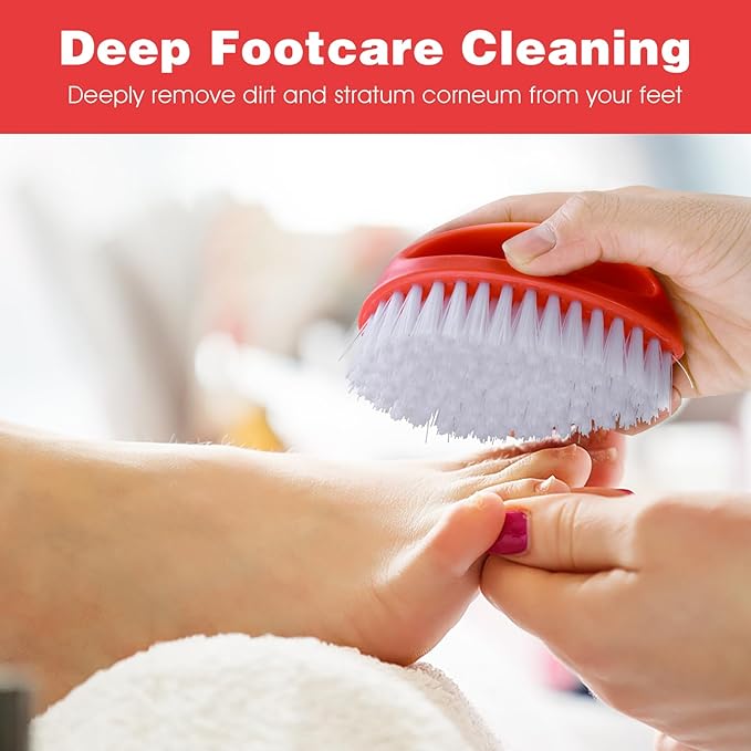 2 Pcs Hand and Nail Brush, Nail Clippers Heavy Duty Scrub Clean Brushes with Nylon Bristles for Cleaning Soft Stiff Fingernails Fingers Toes and Nails Scrubber Men Women(Red, Blue)