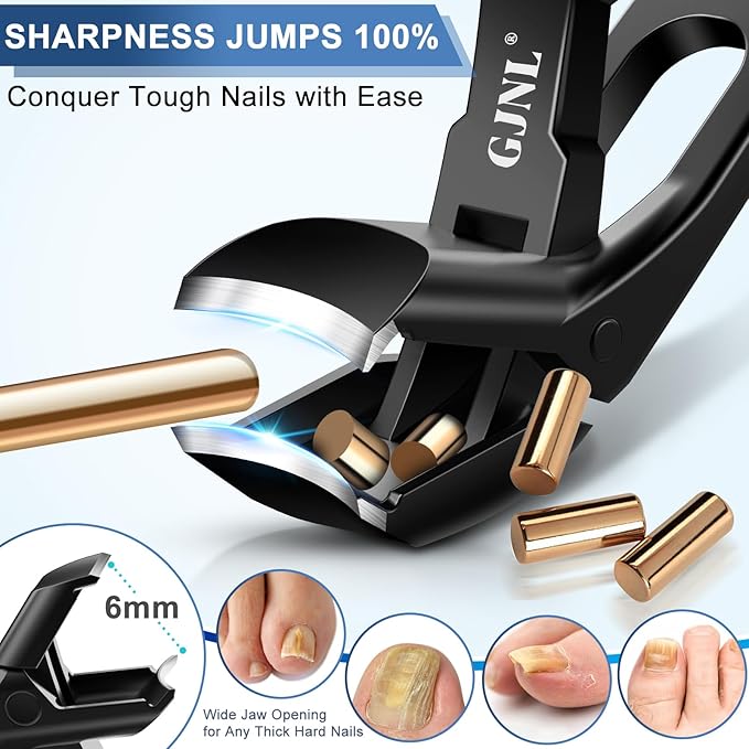 Toenail Clippers for Seniors Thick Toenails, Stocking Stuffers Gifts for Men Women, Angled Head Long Handle Toe Nail Clippers for Men with Wide Jaw Opening, Christmas Xmas Presents Gifts for Adults