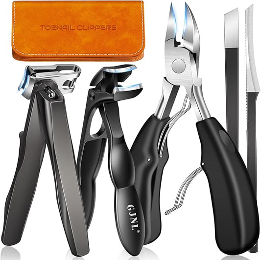 Toenail Clippers for Thick Toenails, Sharp Angled Head & 360° Rotating Nail Clippers, 37mm Wide Jaw Opening Toenail Clippers for Men