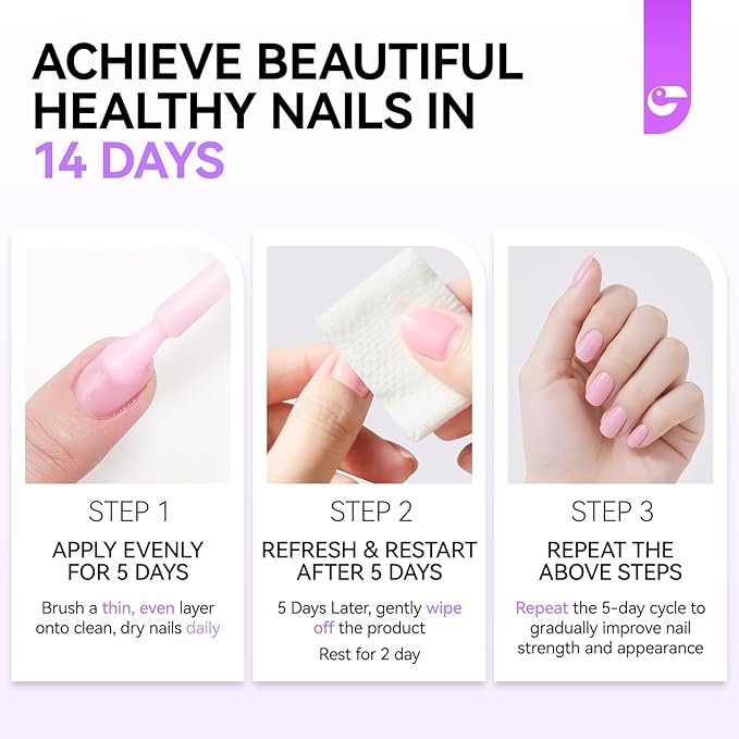 Nail Polish Strengthener and Growth Treatment: Azure Blue 15ml Gelike EC 6 in 1 Natural Nail Strengthener for Damaged Nails - Long Lasting Nail Hardener and Strengthener - For Daily Home Salon