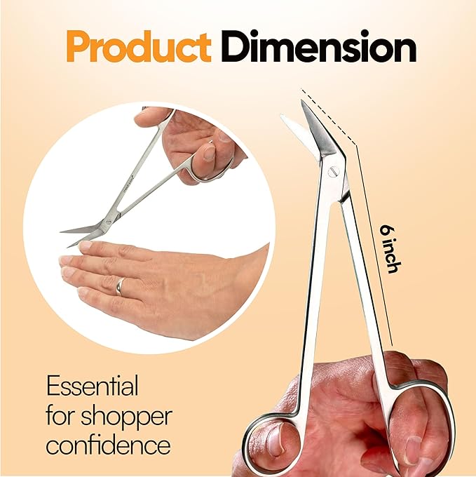 Long Handle Toenail Scissors - 6” Long Handled Nail Clippers for Seniors Podiatrist Manicure Pedicure Podiatry for Elderly Men Women Ingrown Toe Nails Fingernail Cuticle Trimmer Cutter Stainless Steel