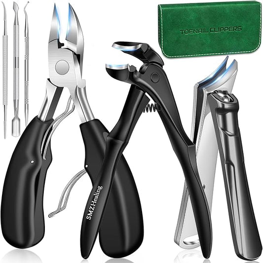 Toenail Clippers for Seniors Thick Toenails, 2025 Upgrade Long HandleToe Nail Clippers with Angled Head, 45° Slanted Toenail Clippers and 37mm Wide Opening Ingrown Nail Clippers, 6PCS