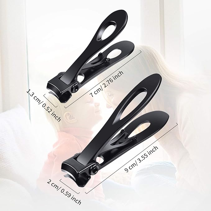 Mudder 2 Pieces Oversized Thick Nail Clippers Wide Jaw Large Cutter Toenails Fingernails Tough Ultra Sharp Stainless Steel Trimmer Gift for Christmas Ingrown Manicure Pedicure Men Women Elder Adults