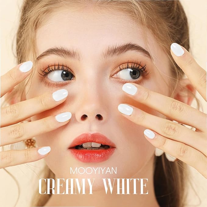 Gloss Nail Strips|Uv Free|22 Pcs,Gel Nail Stickers|Long Lasting Two Weeks and Easy to Apply&Remove|Creimy Wite