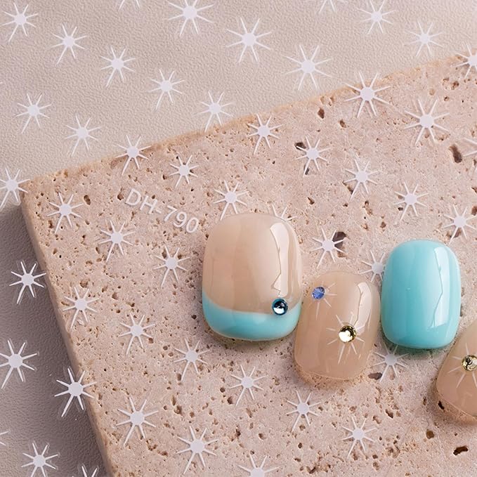 12 Sheets Star Nail Stickers Gold Silvery Nail Decals for Nails Art Black White Design Nail Supplies 3D Self-Adhesive Nails Decoration for Women